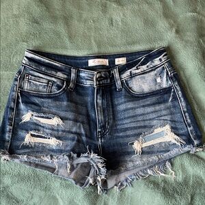 KanCan Dark Blue Distressed Jean Shorts